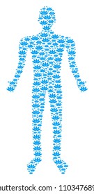 Lotus flower man avatar. Vector lotus flower icons are formed into man composition.