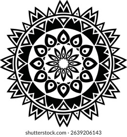 Lotus Flower Mandala Art Circular Pattern in the Form of a Mandala Decorative Ornament in Ethnic Oriental Style.