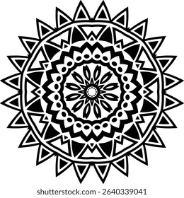 Lotus Flower Mandala Art Circular Pattern in Form of Mandala With Flower for Henna, Mehndi, Tattoo, Decoration Decorative Ornament in Ethnic Oriental Style.