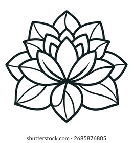 Vector de contorno de mandala de flor de loto 