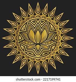  color oro de diseño vector de flor de loto mandala, tribal