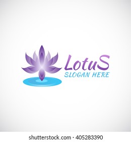 Lotus flower meditation logo. Water lily Vector Template. Yoga. Spiritual. Relax. Spa.