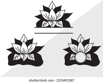 Lotus Flower Monogram Printable Vector Illustration