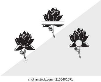 Lotus Flower Monogram Printable Vector Illustration