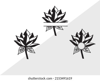 Lotus Flower Monogram Printable Vector Illustration