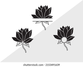 Ilustración de vectores imprimibles monograma de flores de Lotus