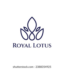 Lotus flower monoline logo, flower petals logo