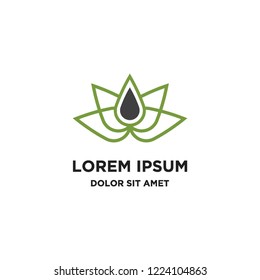 lotus flower and oil drop logo icon vector