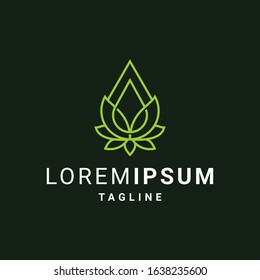 Lotus Flower with Oil or Water Drops Logo Template