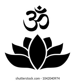 lotus flower with OM symbol, logo element