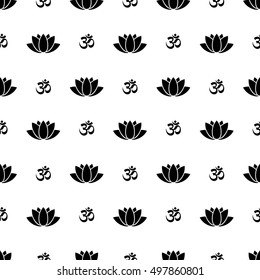 Lotus Flower Om Symbol Seamless Pattern Stock Vector (Royalty Free ...