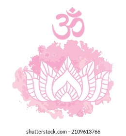 lotus flower with Om symbol - the sound of universe vector graphic design element