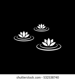 Lotus Flower On water Flat Icon On Black Background