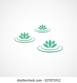 Lotus Flower On Water Green Flat Icon On White Background