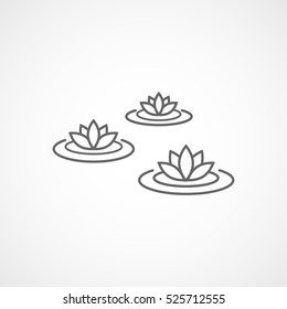 Lotus Flower On Water Line Icon On White Background