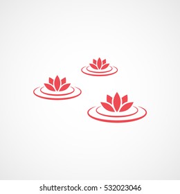 Lotus Flower On Water Red Flat Icon On White Background