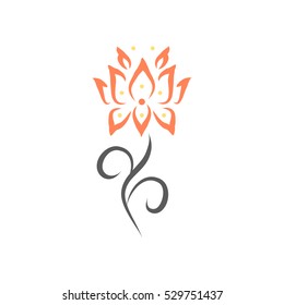 Lotus flower on a white background, cutout, flower, vector