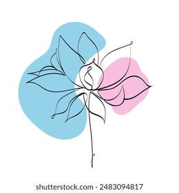 Flor de loto en una línea. El loto como símbolo de relajación. Logo para esferas de belleza. Logo floral. Clipart de flores.