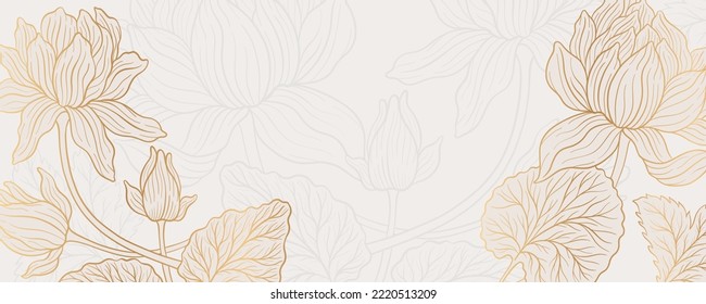 Lotus flower outline hnd drawn style. Asian national symbol plant. Vintage sketch design. Vector illustration.