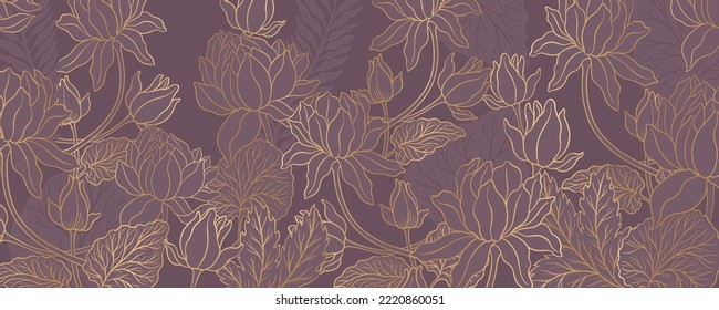 Lotus flower outline hnd drawn style. Asian national symbol plant. Vintage sketch design. Vector illustration.