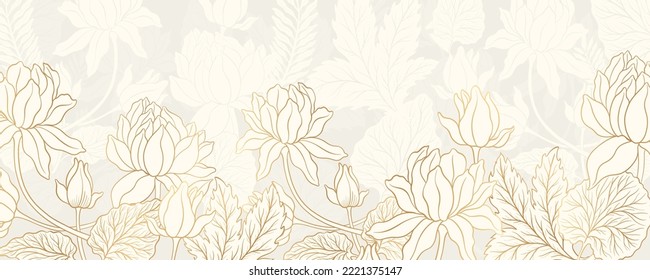 Lotus flower outline hnd drawn style. Asian national symbol plant. Vintage sketch design. Vector illustration.