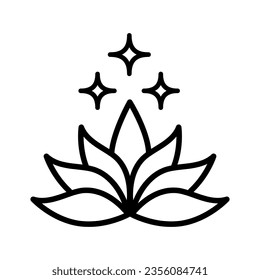 Icono de contorno de flor de Lotus. Ilustración del vector del logotipo de flor de loto aislado en fondo blanco. Lámina de línea de dibujo negra