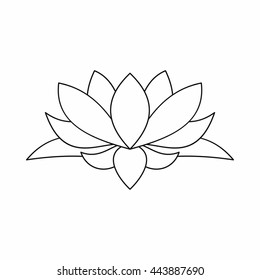 Lotus flower outline icon. Illustration of lotus flower outline logo vector isolated on white background. Drawing line lily black