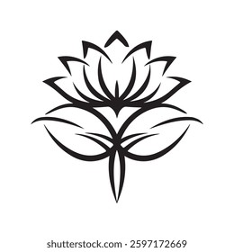 Lotus flower outline vector illustration.