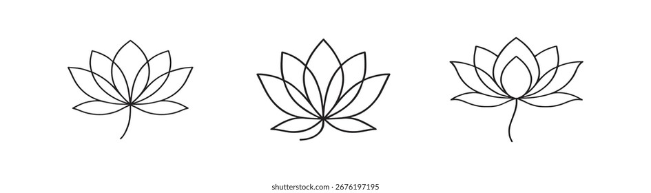 Conjunto de Vector de contorno de flor de loto