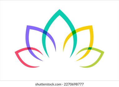 lotus flower overlapping color icon logo template vector