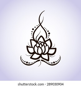 Lotus flower pattern line on isolated background. Logo for Yoga Studio, Spa, India style. Vector illustration