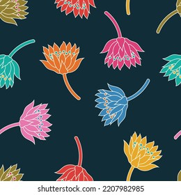 Lotus flower pattern with simple contour, for textile fabric, wallpaper and more.