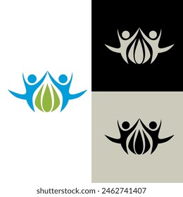 LOTUS FLOWER WITH PEOPLE TOGETHER LOGO TAMPLATE 