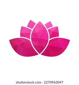 Lotus flower pink lowpoly icon colorful on white