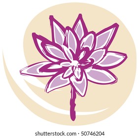 Lotus Flower in Pink on Yellow Background