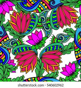 Lotus flower plant  background decorative pattern with leaves