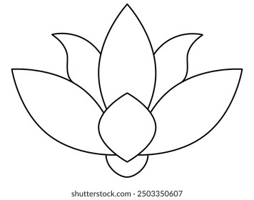 Flor de loto, planta - dibujo de línea de Vector para logotipo o pictograma. Esquema. Flor estilizada del lirio de agua para la plantilla, el signo o el icono