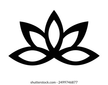 Lotus flower, plant - vector silhouette for logo or pictogram. Stylized Water lily flower for stencil, sign or icon