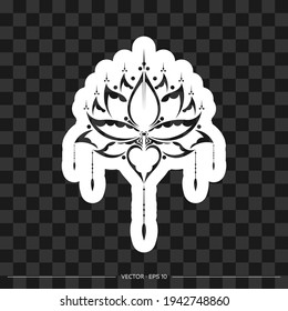 Lotus flower print, yoga or zen decorative element in boho style, Indian modern decoration. Vector illustration.