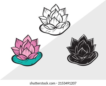 Ilustración de vectores imprimibles de flores de Lotus