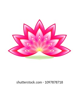 Lotus Flower red profile on a white background, geometric pattern, vector.
