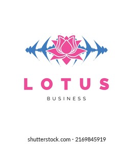 Lotus Flower With Resonance Frequency Icon Logo Design Inspiration