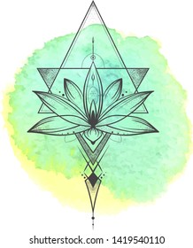 Lotus flower . Sacred geometry. Vector illustration isolated on white.