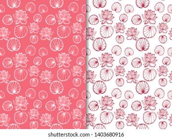 lotus flower seamless floral pattern hand drawn sketch