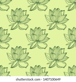 lotus flower seamless floral pattern hand drawn sketch