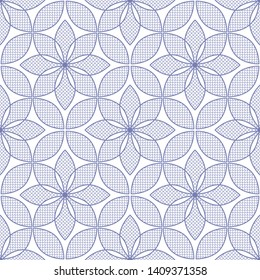 Lotus flower seamless pattern. Flowers with lace petals. Floral trellis. Oriental decorative ornament. Monochrome delicate motif. Vector illustration