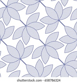 Lotus flower seamless pattern. Garlands of lotus flower with lace petals. Oriental ornament of sacred flower shape with fish scale trellis inside. Floral motif. Vector illustration. 