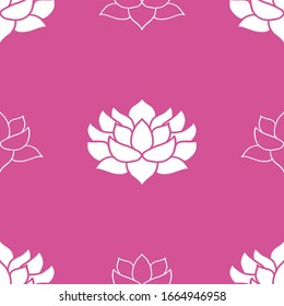 Lotus flower Seamless Pattern, Hand Drawn doodle background. Vector illustration.