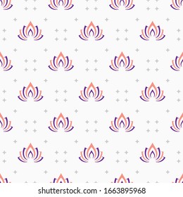 Lotus flower Seamless pattern simple premium vector, Able to repeat for textile printing, suitable for use in your yoga studio, whether it's on pillows, curtains and studio wallpapers.