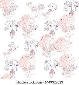 lotus flower seamless pattern trendy style with texture tablet painting Surface pattern design